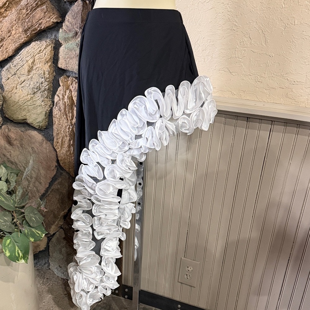 Elegant Black and White Ruffled Skirt